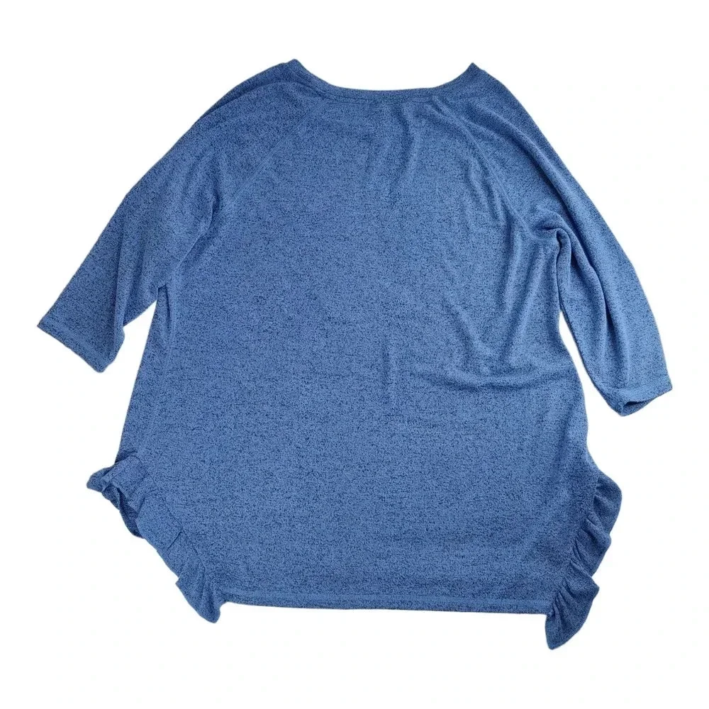 Lane Bryant Women's Size 14/16 Marled Blue 3/4 Sleeves Knit Top
